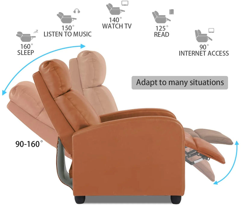 Bestoffice PU Leather Contemporary Manual Reclining Chair with Zero Gravity, Black - Puck's