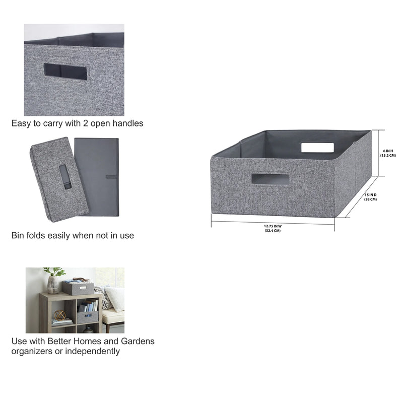 Half-Size Fabric Storage Bin, 2 Pack, Gray - Puck's