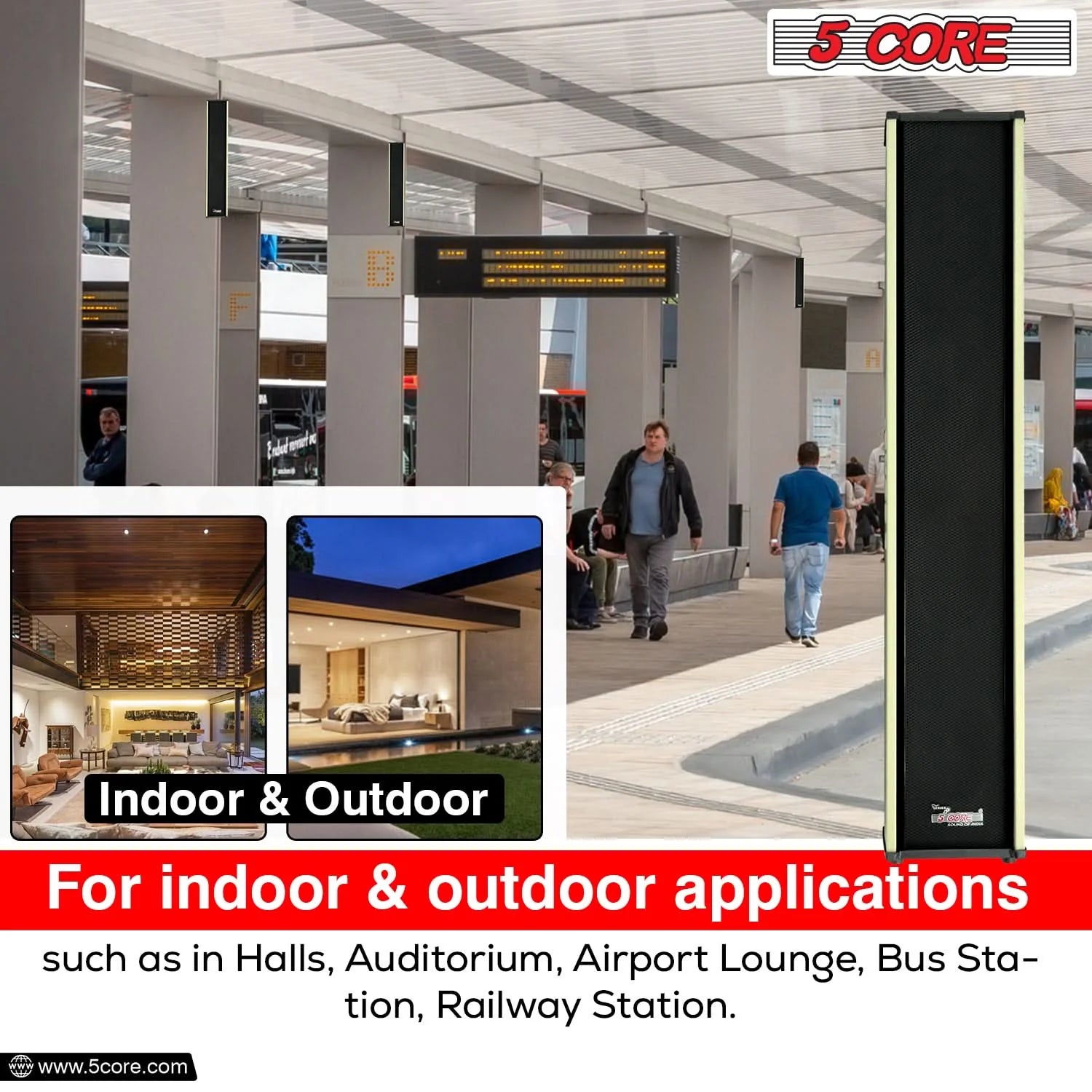 5Core Outdoor Speakers Stereo in Wall 300W Peak Passive Home Audio System - Puck's