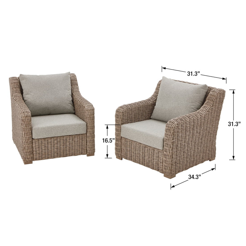 Bellamy 2-Pack Outdoor Wicker Club Lounge Chairs Grijze Kussens met Patiohoes - Puck's