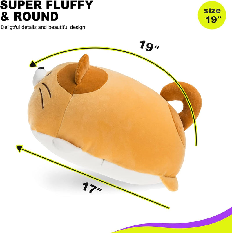 Super Soft Cat Plush Toy, Fluffy Chubby Kitty Stuffed Animal, Adorable Plush Cat Pillow for Kids or Home Decor (Orange, 19'') - Puck's