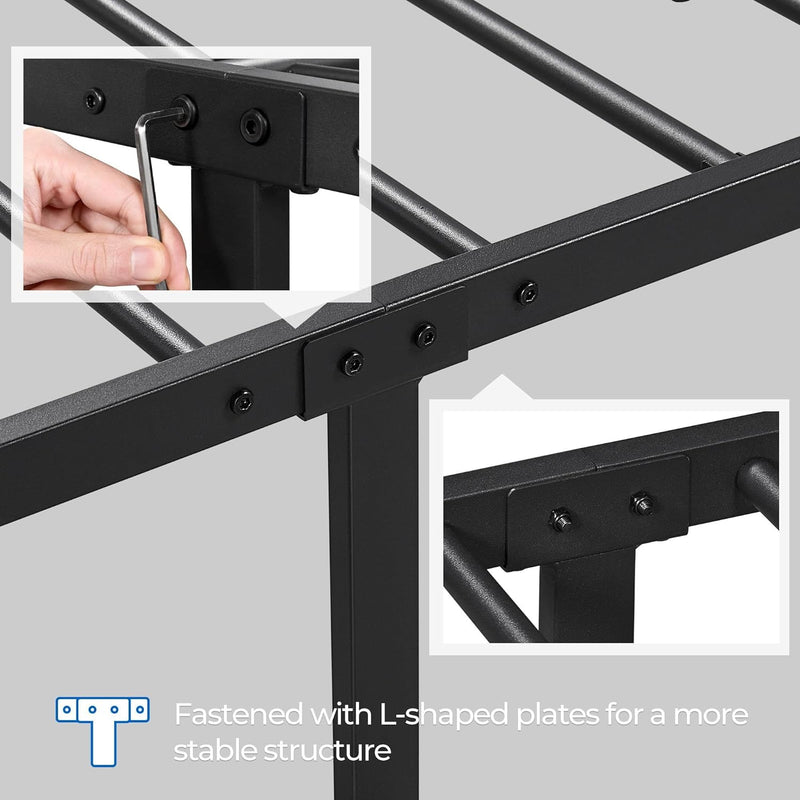Classic Metal Platform Bed Frame Mattress Foundation with Victorian Style Iron-Art Headboard/Footboard/Under Bed Storage/No Box Spring Needed/Queen Size Black - Puck's