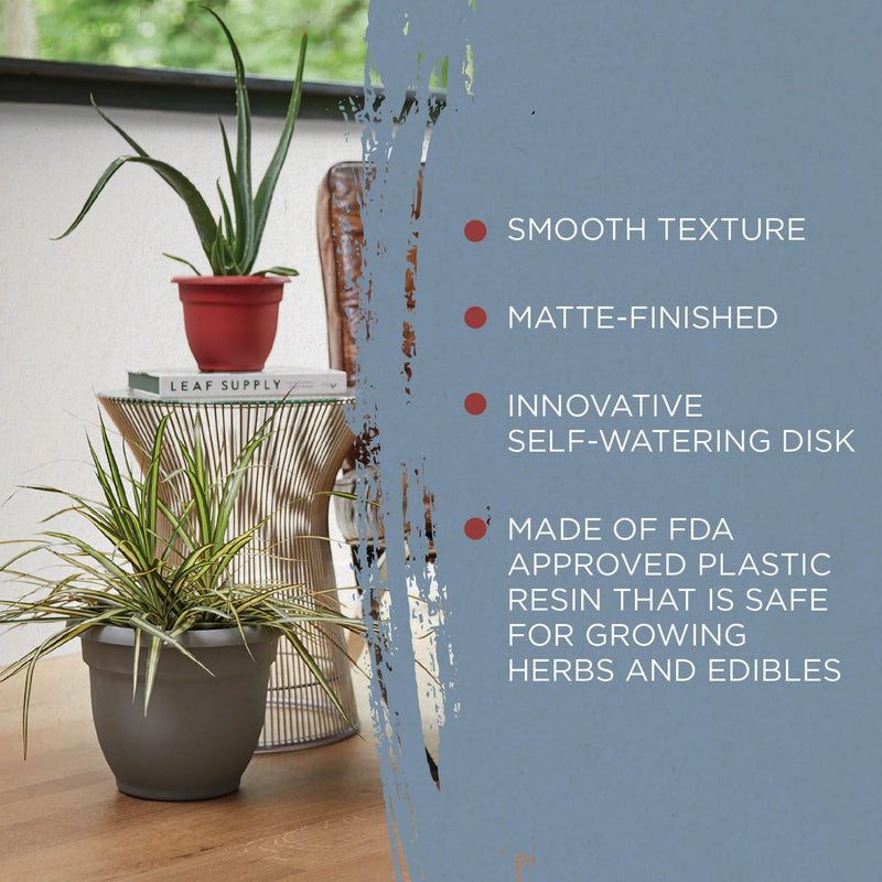 Ariana Pot Planter: 16" - Charcoal - Durable Resin Pot, for Indoor and Outdoor Use, Gardening, Self Watering Disk Included, 6 Gallon Capacity - Puck's