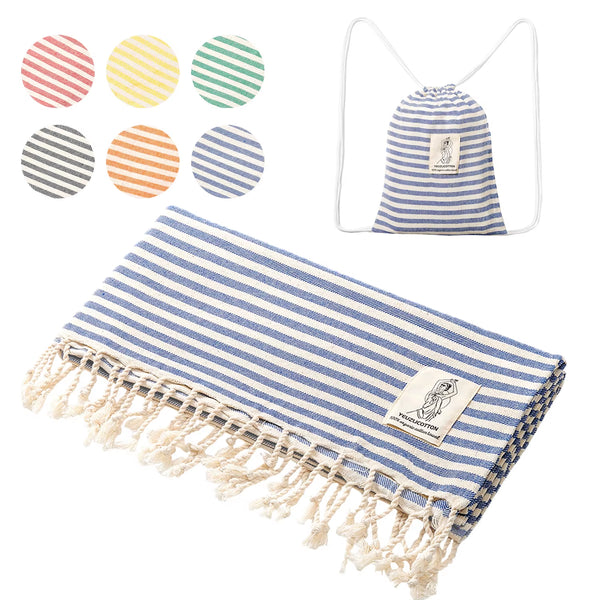 YEUZLICOTTON Hot Sale Luxury Striped Tassel 100% Cotton Sauna Spa Bath Towel for Home 100*180CM Travel Turkish Large Beach Towel - Puck's