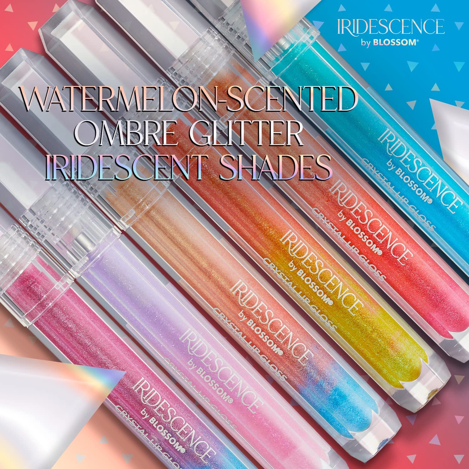 Iridescence Watermelon Flavored, Longlasting High Gloss, Glitter Shimmer Sparkle Crystal Lip Gloss, 0.08 Fl Oz, Ombre Nude, Carnelian Cream - Puck's