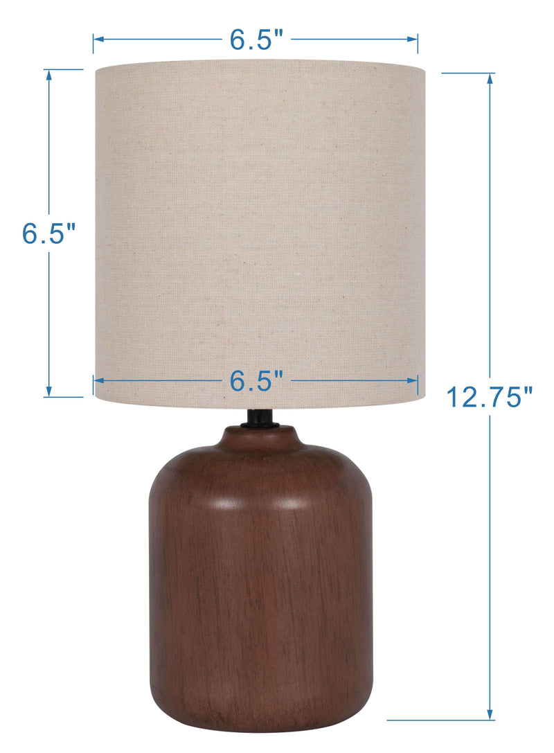 12.75” Traditional Faux Wood Table Lamp with Oatmeal Linen Shade - Puck's