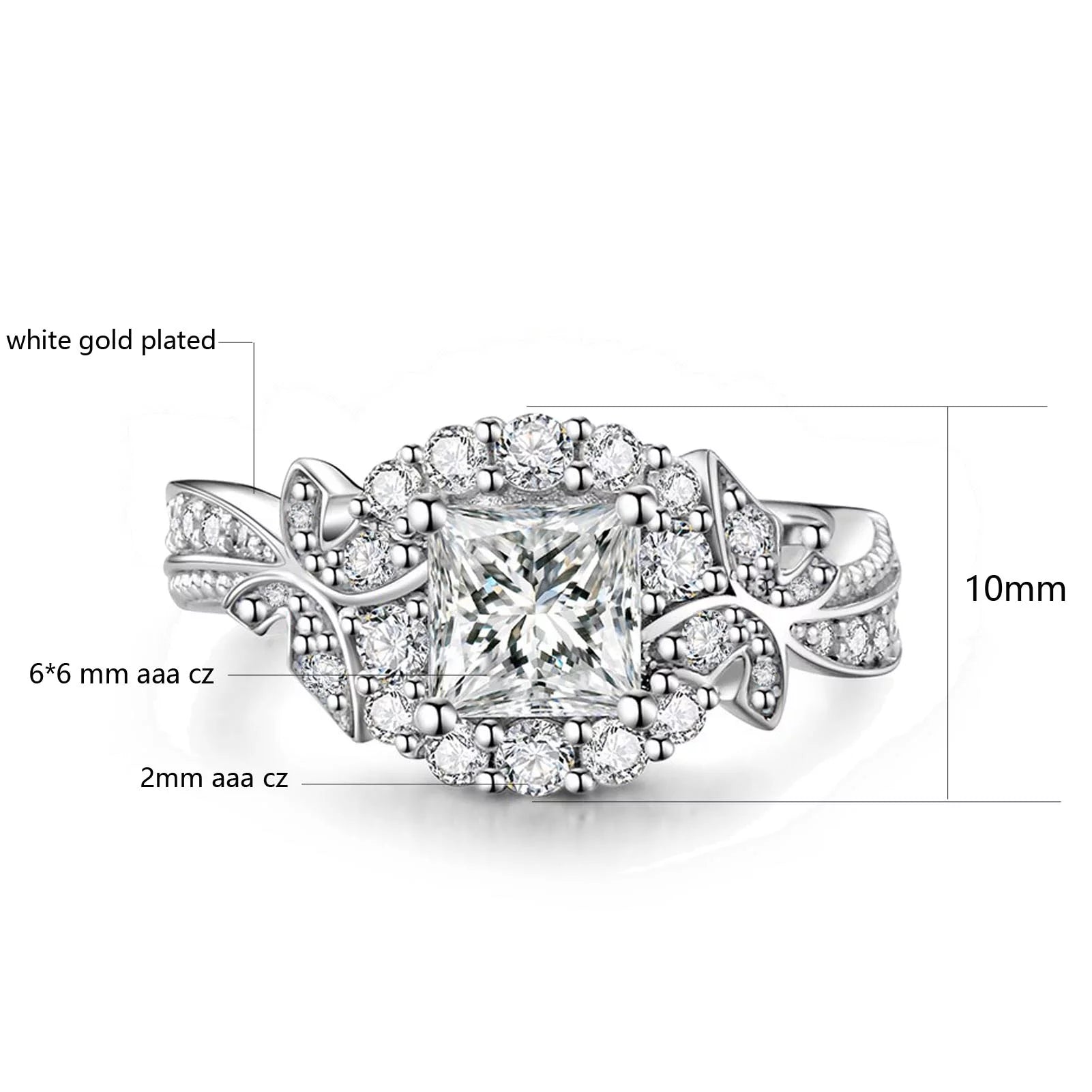 Matching Rings Couple Rings 10Kt White Gold Plated CZ Wedding Ring for Women Men Ring - Puck's