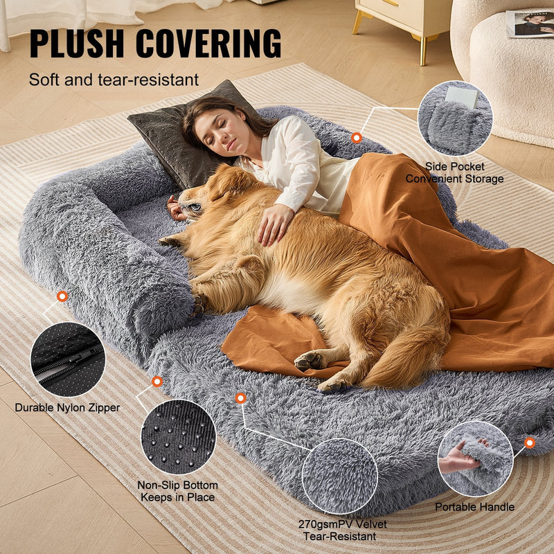 VEVOR Human Dog Bed 72 X48X10In Large Human Size Dog Bed Washable PV Velvet - Puck's