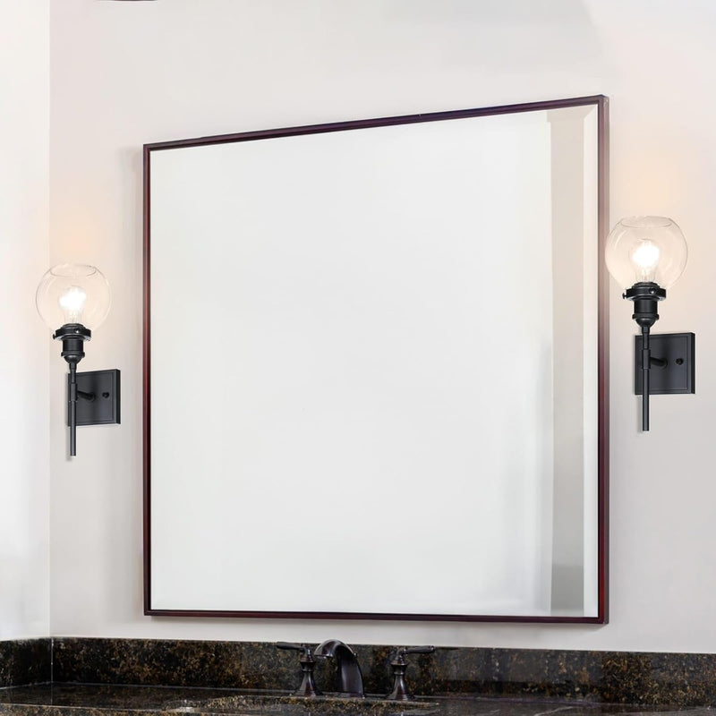 Black Wall Light, 1 Light Globe Bath Sconce Lighting Modern Wall Mounted Light for Kitchen & Bathroom XB-W1275-1-MB - Puck's