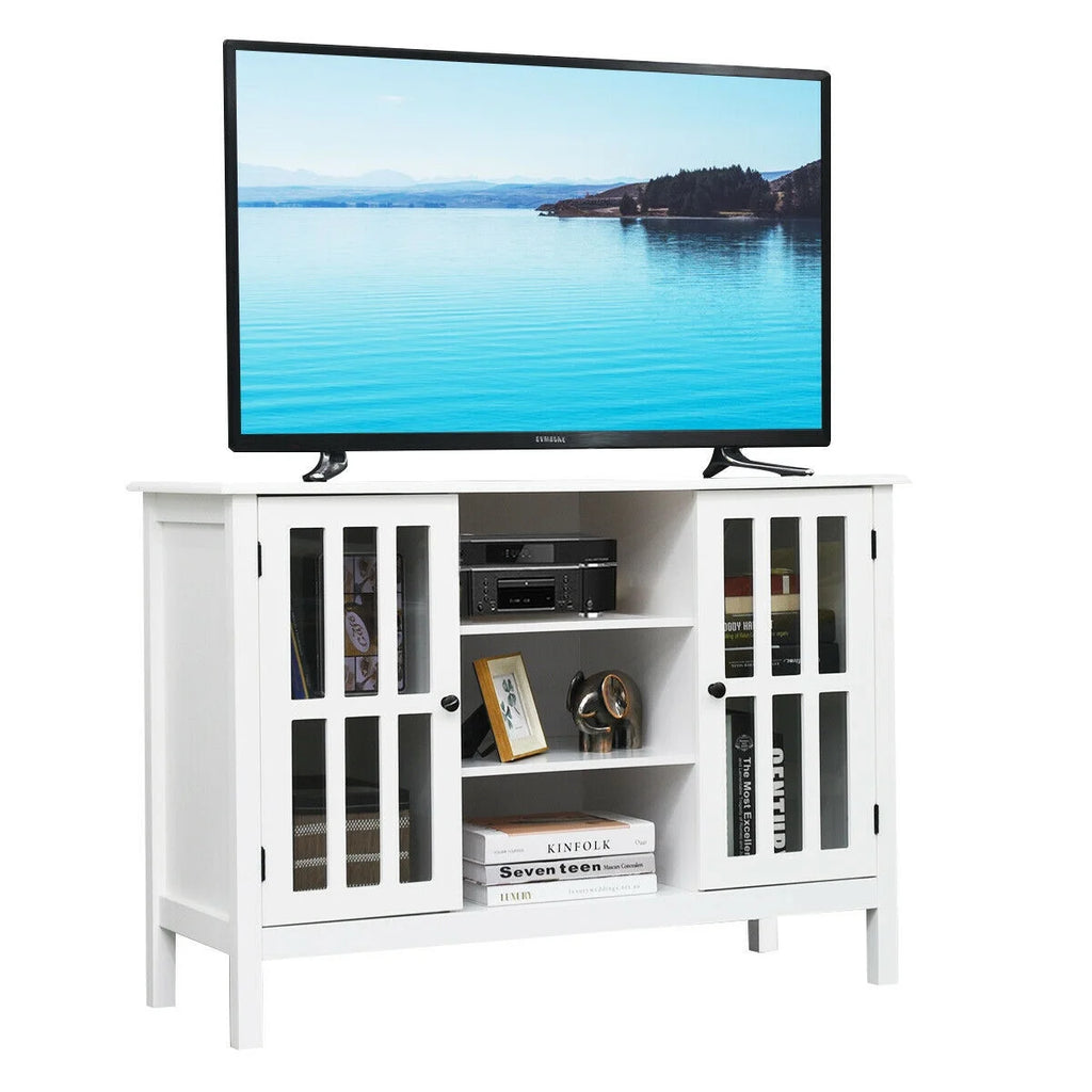 Wood TV Stand Entertainment Media Center Console for TV up to 50'' White - Puck's