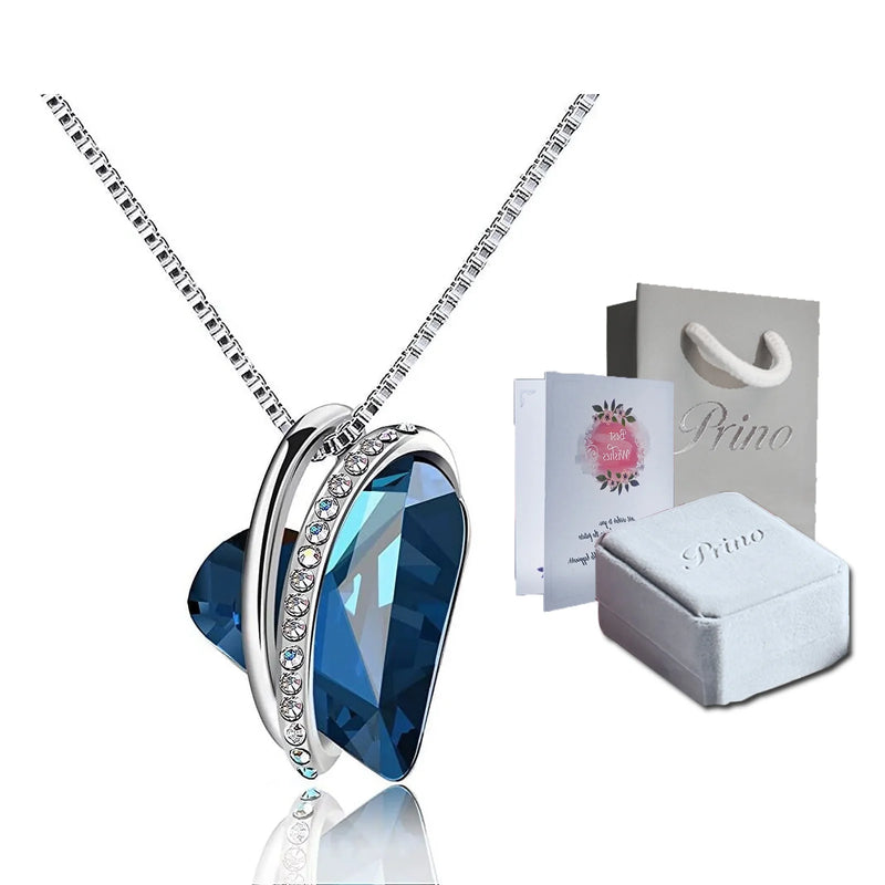 Birthstone Necklace for Women, Birthday Gifts for Women, Love Heart Crystal Necklace Jewelry Birthday Gifts for Her Women Mom Wife Girlfriend -Valentines Day Christmas Anniversary Gifts, Women Gifts - Puck's