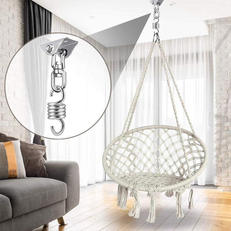 Hammock Chair Hanging Kit for Bedroom, Outdoor Patio Porch Swing Hardware, Heavy Duty Punching Bag Swivel Hanger, Ceiling Mount Hook for Aeorial Yoga Trapeze, Boxing, Tire Rope Swinging - Puck's