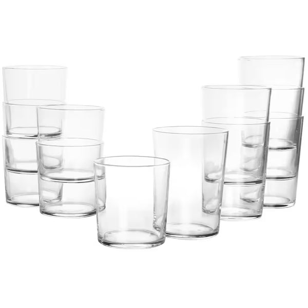 12-Piece Bowey Double Old Fashion and Highball Glassware Set - Puck's