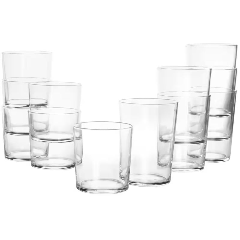 12-Piece Bowey Double Old Fashion and Highball Glassware Set - Puck's
