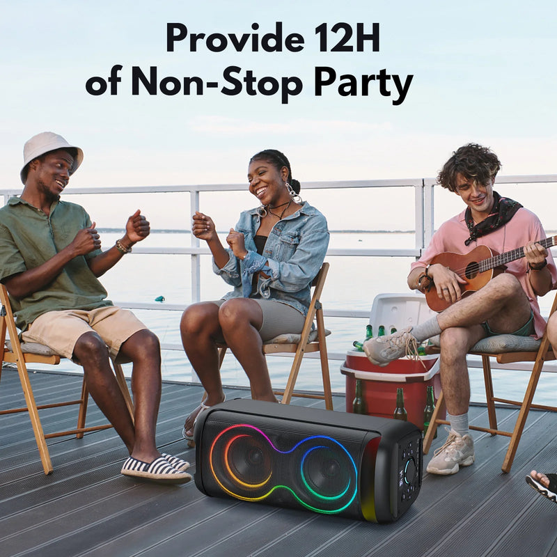 Speaker, Big Bluetooth Speaker with DJ Lights, Portable Large Outdoor Speakers Wireless Bluetooth Party Speaker with Remote Control, Stereo Speakers, Graduation Gift, T20