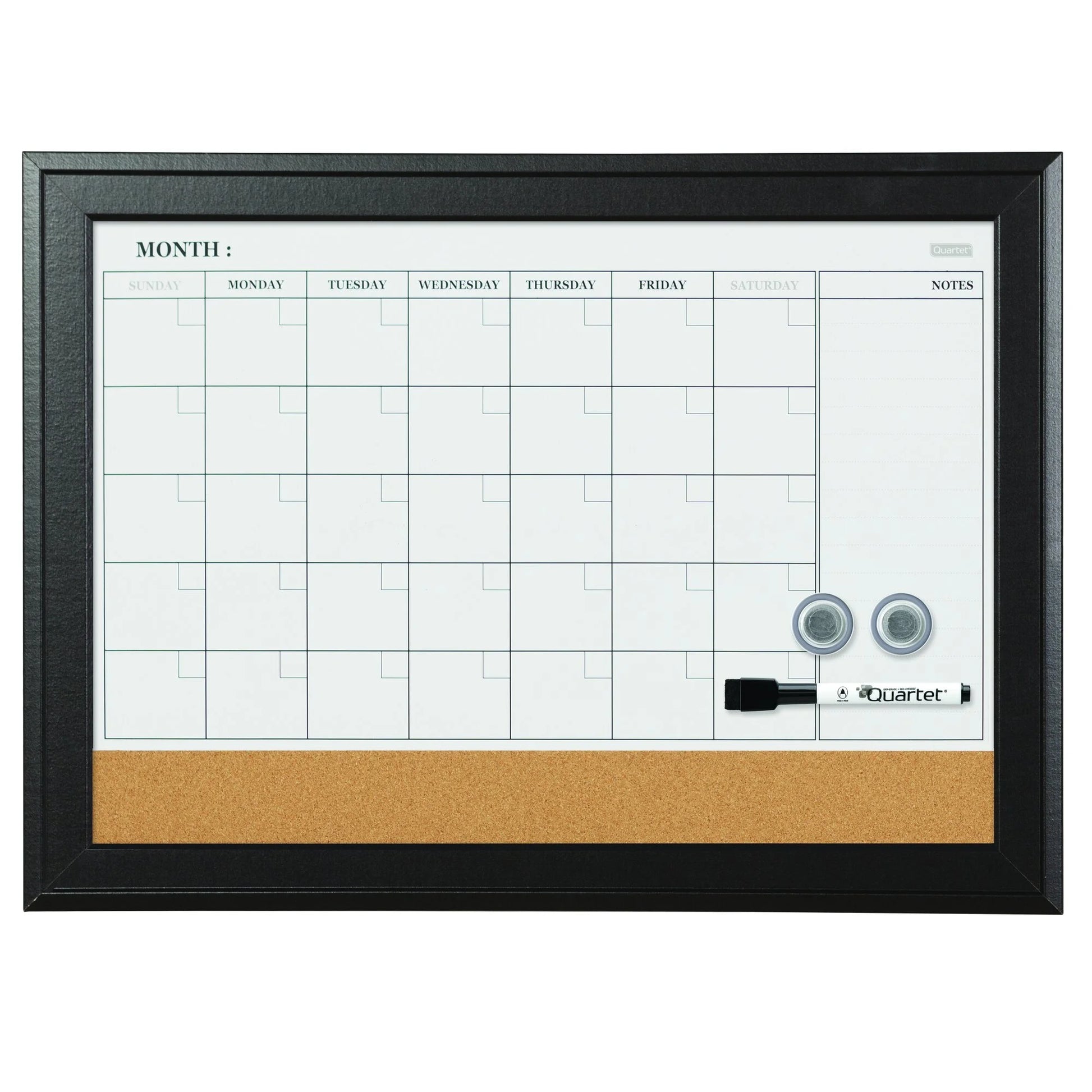79275 23 X 17 Home Decor Magnetic Combo Dry Erase Board with Cork Board on Bottom - Tan/White Surface/Espresso Wood Frame