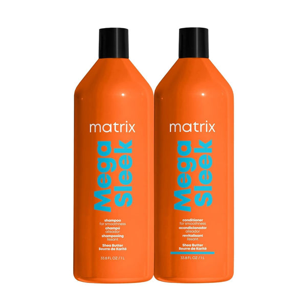 Mega Sleek Shampoo and Conditioner Set - Smoothing, Anti-Frizz, Detangling, for Dry, Damaged & Frizzy Hair, Nourishes with Shea Butter, Vegan - Puck's