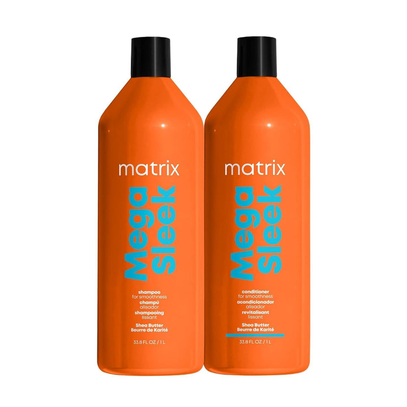 Mega Sleek Shampoo and Conditioner Set - Smoothing, Anti-Frizz, Detangling, for Dry, Damaged & Frizzy Hair, Nourishes with Shea Butter, Vegan - Puck's