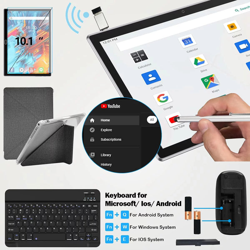 Android 13 Tablet 10 Inch Tablet with Keyboard Wireless Mouse Stylus,4G Phone Tablet,Octa Core Processor 1280X800 IPS Tablet/4Gb RAM 64GB ROM/13MP+5MP Camera Bluetooth Wifi Tablet,2024 Latest Tablet - Puck's