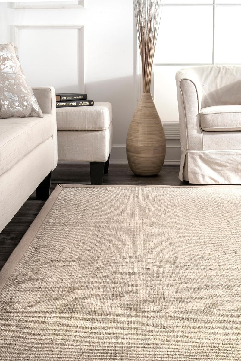 Bordered Maryjo Sisal Accent Rug, 3X5, Beige - Puck's