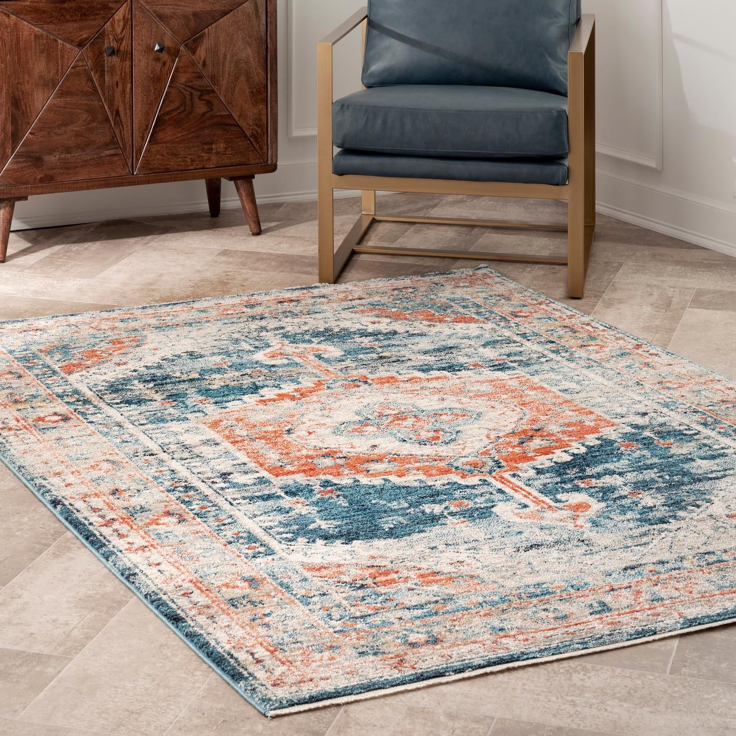 Derya Persian Vintage Area Rug, 12' X 16', Blue - Puck's