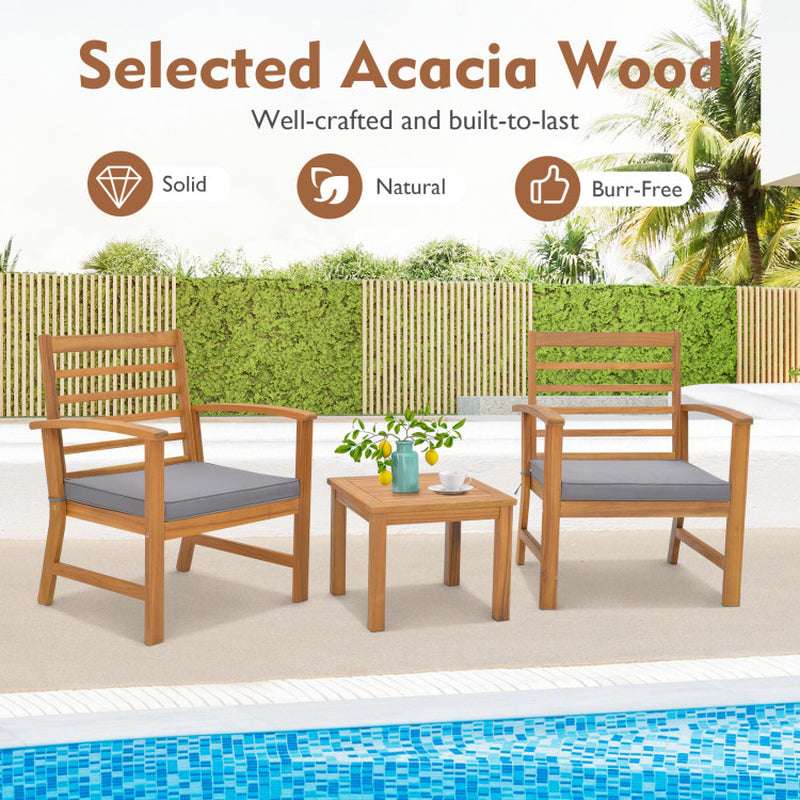 3 Pieces Outdoor Furniture Set with Soft Seat Cushions - Puck's