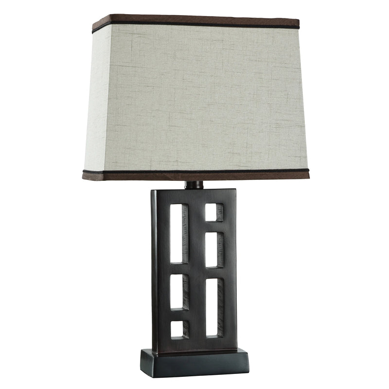 Better Homes & Gardens Open Works Lamp with Shade, Walnut, 11"L X 7"W X 19"H - Puck's