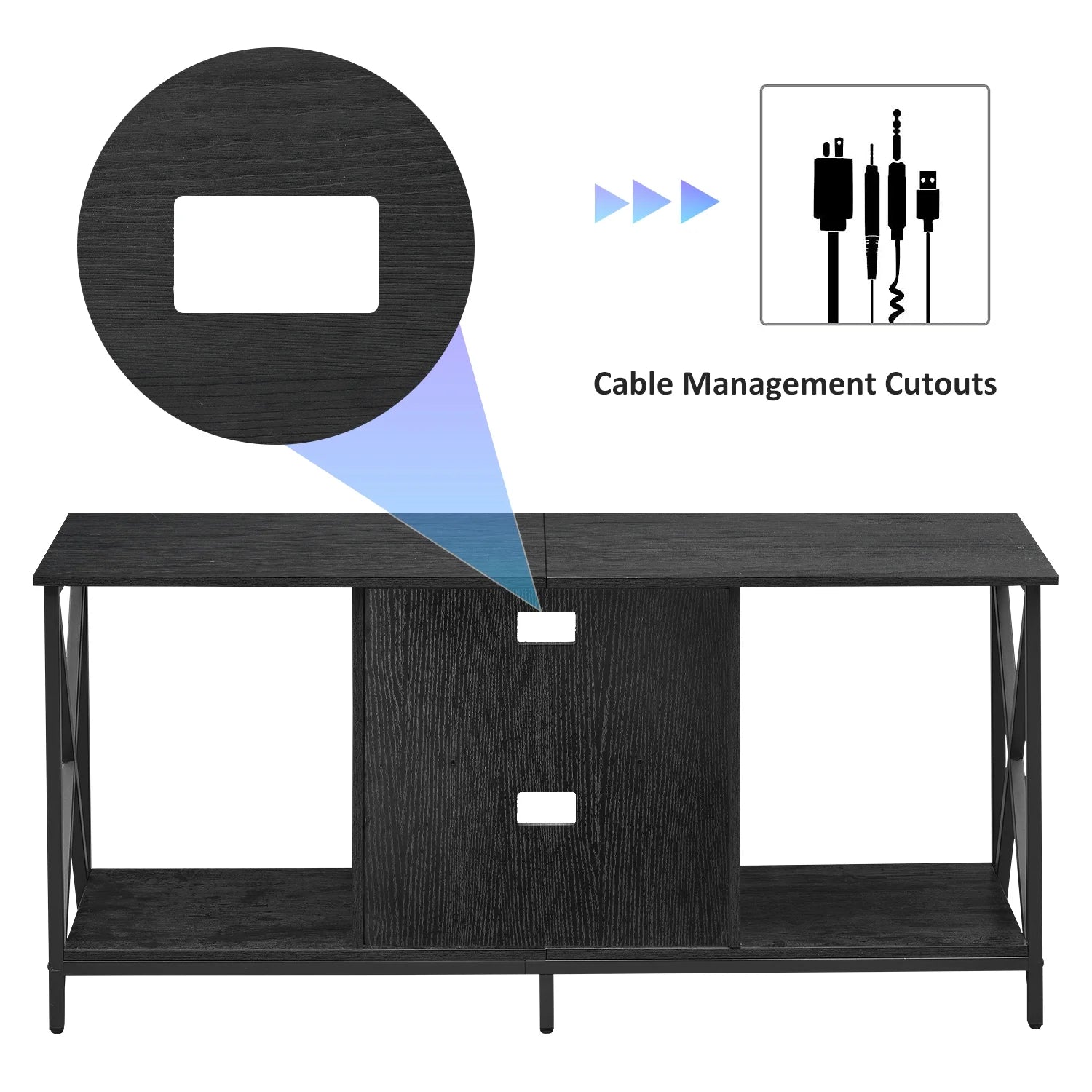 TV Stand for TV up to 65 Inches, TV Console Table with Led Lights & Power Outlets, Black - Puck's