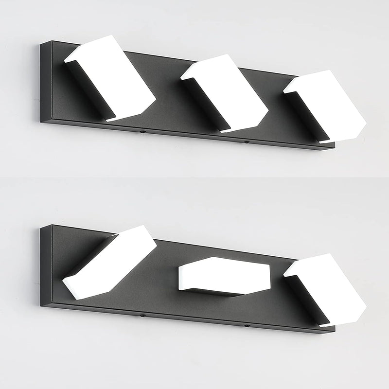 Black Vanity Light Fixtures Modern Bathroom Vanity Lighting 3 Light LED Vanity Lights over Mirror Bath Wall Lighting 6000K - Puck's