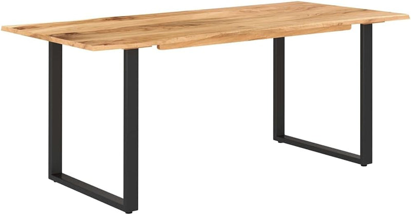 Dining Table with Solid Acacia Wood Table Top and Metal Black Table Leg for Kitchen,Dining Room Home Furniture 70.9"X35.4"X29.9"(Lxwxh) - Puck's