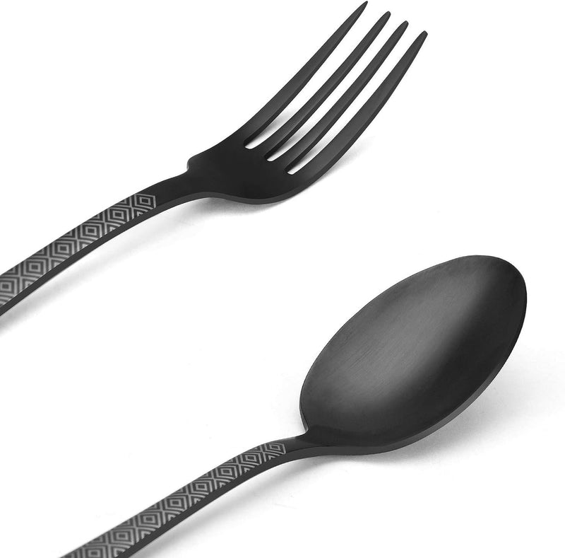 Matte Black Silverware Set, Satin Finish 20-Piece Stainless Steel Flatware Set,Kitchen Utensil Set Service for 4,Tableware Cutlery Set for Home and Restaurant, Dishwasher Safe - Puck's