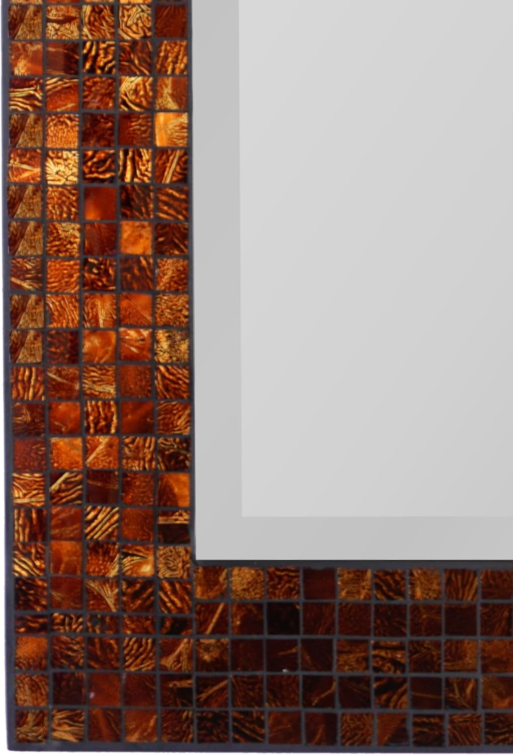 , Decorative Handmade Amber Rectangle Mosaic Beveled Wall Mirror, Frame Measures 31" X 23.5", Beveled Mirror Measures 24" X 15.5" Perfect for Housewarming Gift. (LP307) - Puck's