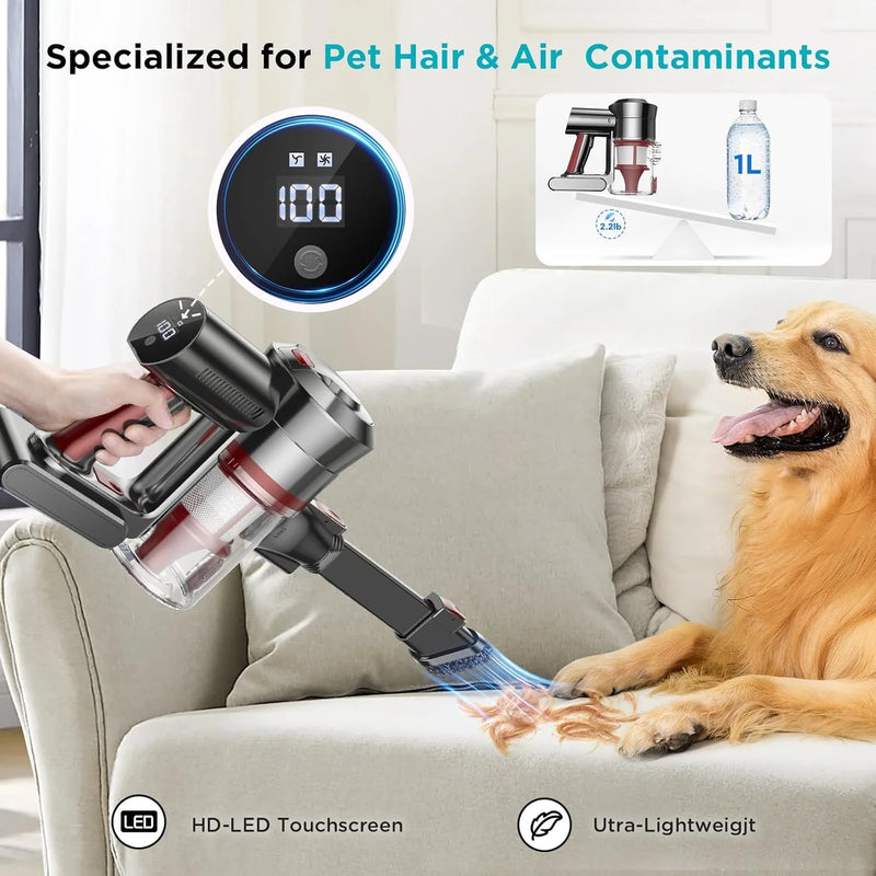 Cordless Vacuum Cleaner, 38000PA/450W 50Min 2500Mah for Home Pet Hair Carpet Wood Floor