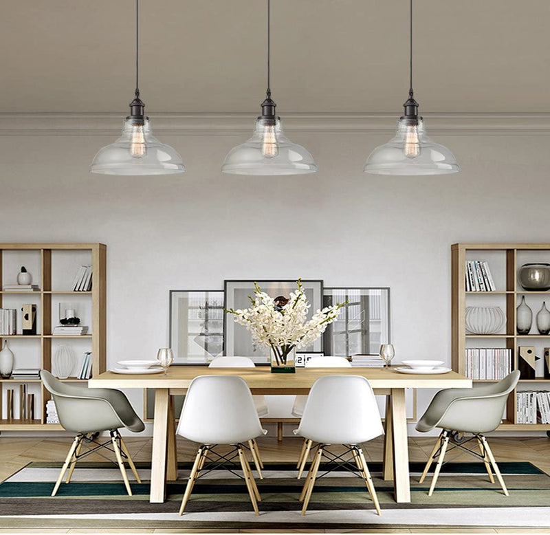 Ecopower Industrial Edison Vintage Style 1-Light Pendant Glass Hanging Light Kitchen Island Dining Pendant Lighting - Puck's
