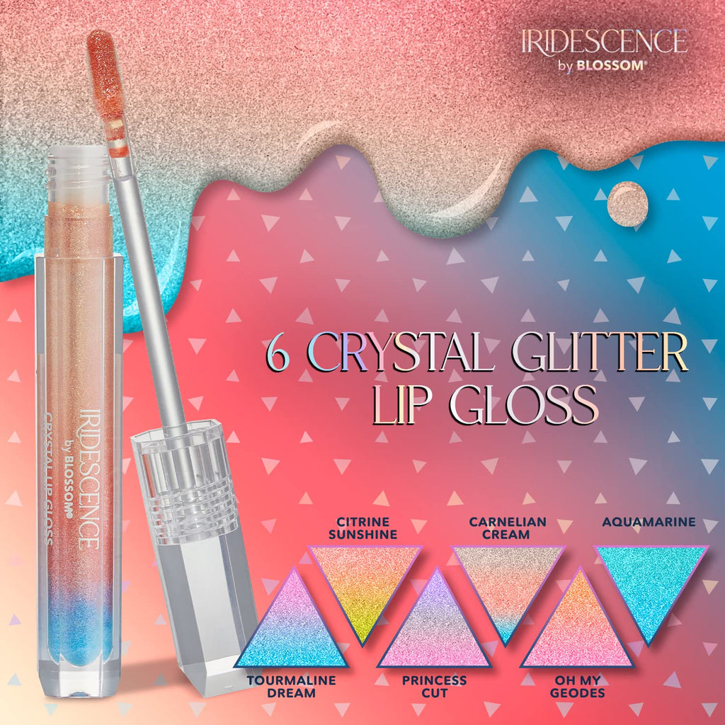 Iridescence Watermelon Flavored, Longlasting High Gloss, Glitter Shimmer Sparkle Crystal Lip Gloss, 0.08 Fl Oz, Ombre Nude, Carnelian Cream - Puck's