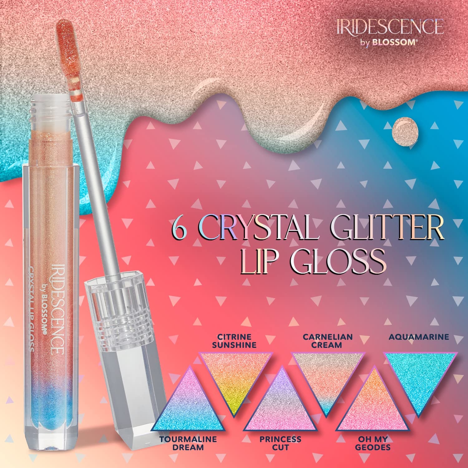 Iridescence Watermelon Flavored, Longlasting High Gloss, Glitter Shimmer Sparkle Crystal Lip Gloss, 0.08 Fl Oz, Ombre Nude, Carnelian Cream - Puck's