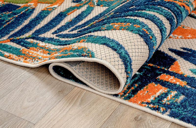 Tropical Floral Leaves Indoor/Outdoor Area Rug 7'10" X 10' Multi - Puck's