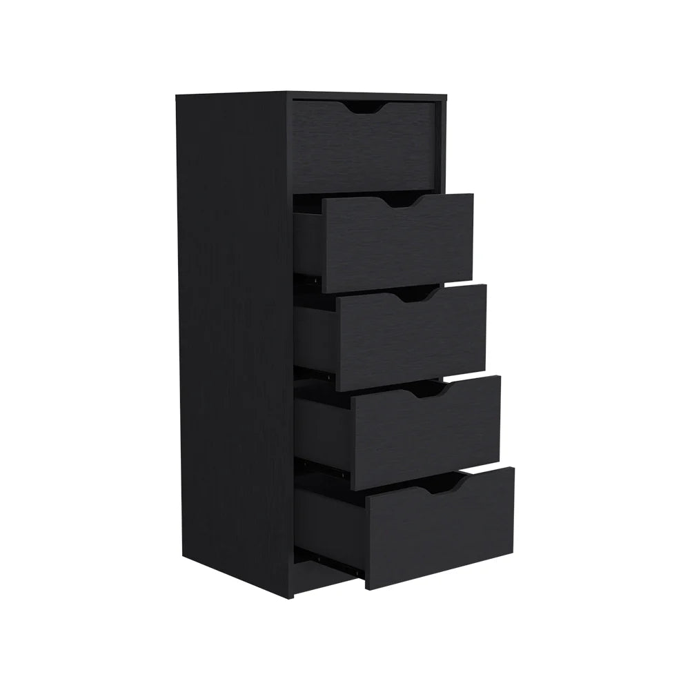 Dresser Kamran, Five Drawers Narrow, Black Wengue Finish - Puck's
