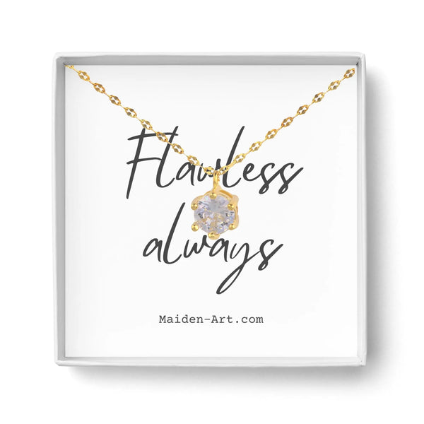 14K Gold Plated Solitaire Necklace - Puck's