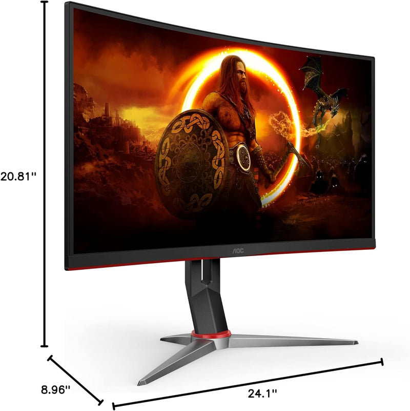 C27G2Z 27" Curved Frameless Ultra-Fast Gaming Monitor, FHD 1080P, 0.5Ms 240Hz, Freesync, 2X HDMI 2.0, 1X Display Port, Height Adjustable, Xbox PS5 Switch Ready, 3-Year Zero-Bright-Dot - Puck's