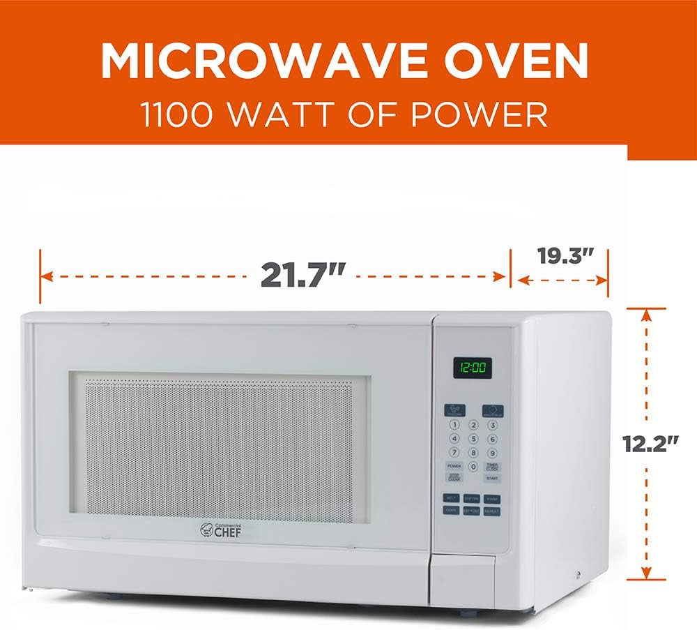 1.4 Cubic Foot Microwave with 10 Power Levels, Small Microwave with Push Button, 1100 Watt Microwave with Digital Control Panels, Countertop Microwave with Timer, White - Puck's