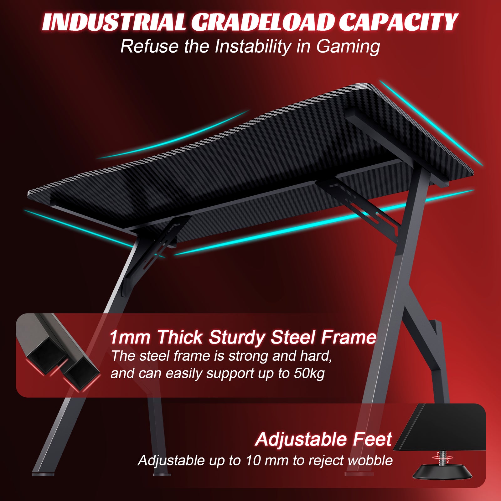 HLDIRECT 32/40/47/55 Inch Gaming Desk Gamer Table Computer Desk PC Workstation - Puck's