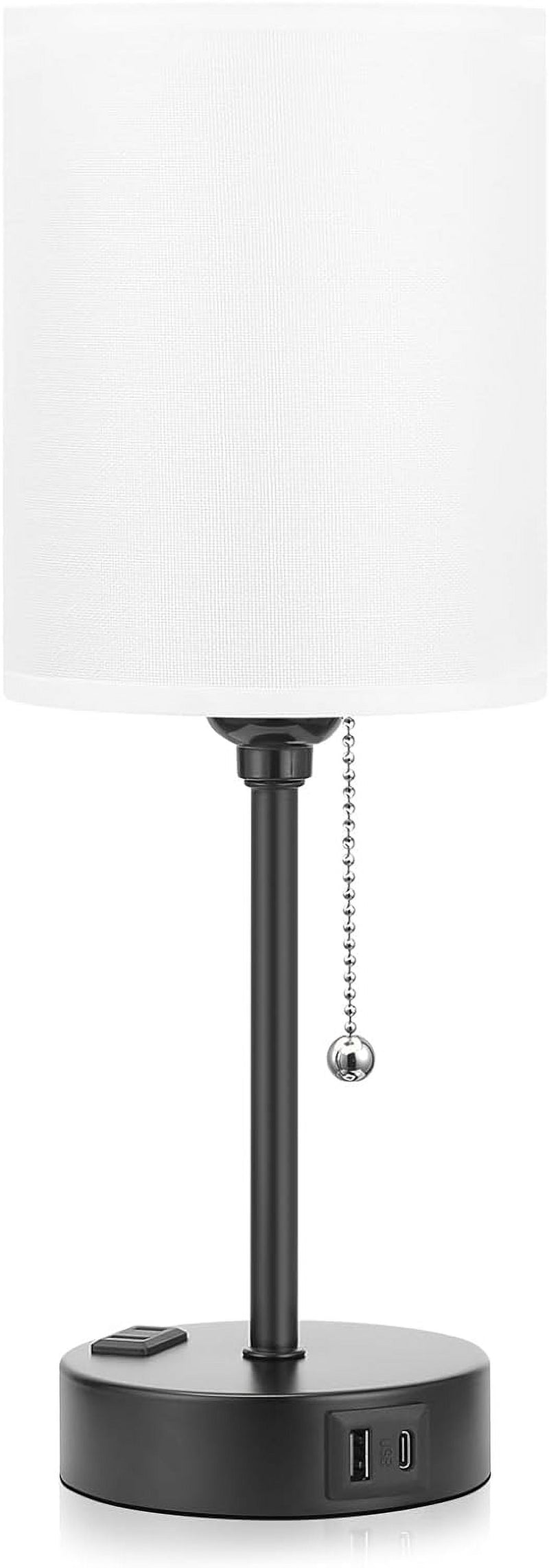 Table Lamp with USB Ports, AC Outlet, 3 Color Temperatures, 14.6 Inch Bedroom Lamp