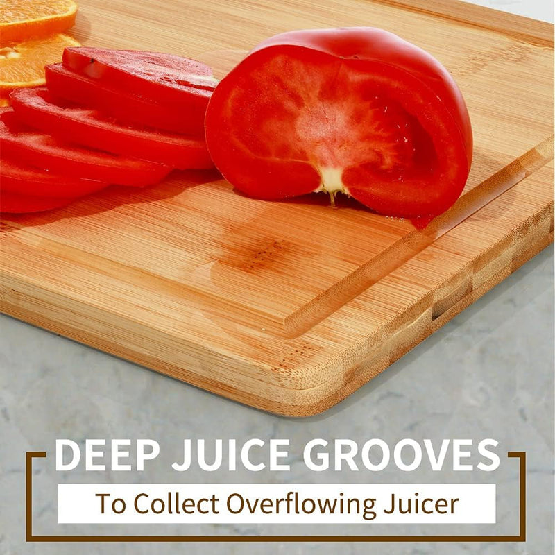 Bamboo Cutting Boards (20 X 14") for Kitchen with Juice Groove Kitchen Chopping Extra Large Wood Cutting Board for Meat Butcher Block for Chopping Meat Vegetables Fruits Cheese - Puck's