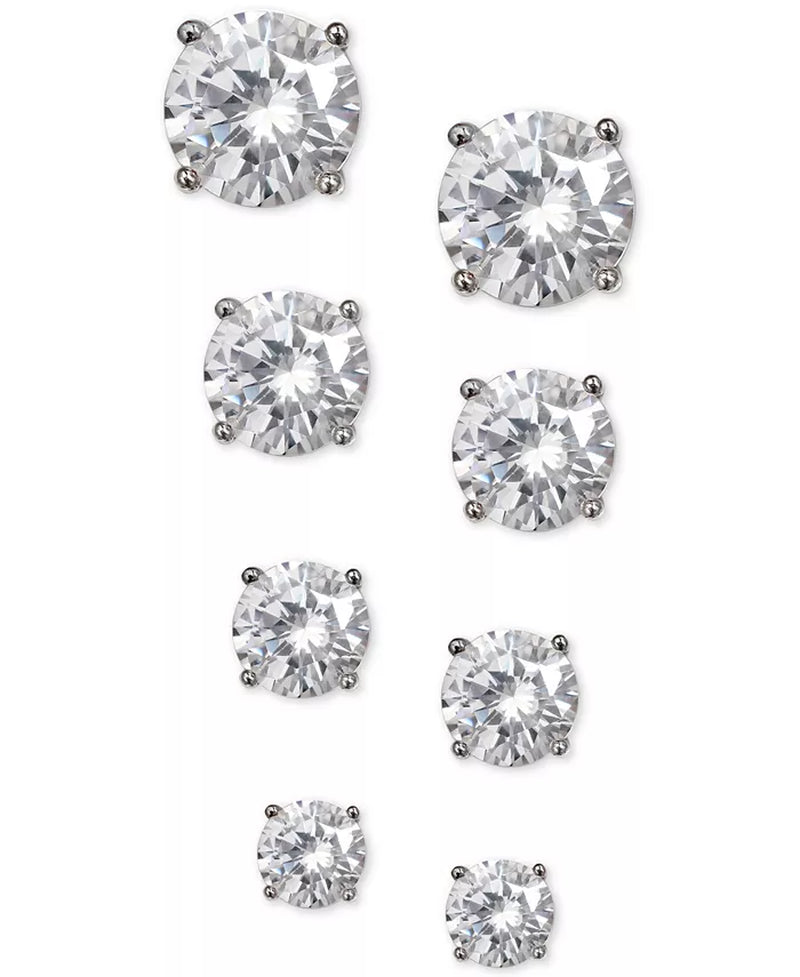 4-Pc. Set Cubic Zirconia Stud Earrings in Sterling Silver, Created for Macy'S - Puck's