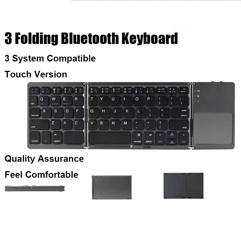 Wireless Folding Keyboard Bluetooth Keyboard with Touchpad for Windows, Android, Ios,Phone,Multi-Function Button Mini Keyboard - Puck's