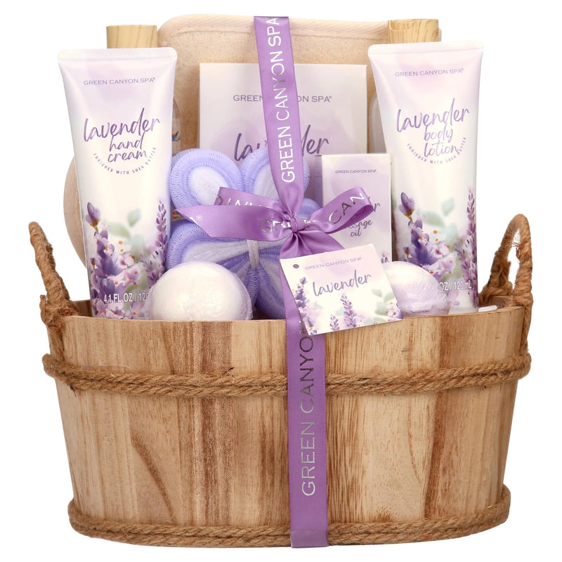 Bath Gift Sets for Women, 11Pcs Lavender Spa Baskets Gift Kits, Relaxing Birthday Mothers Day Gifts for Mom - Puck's
