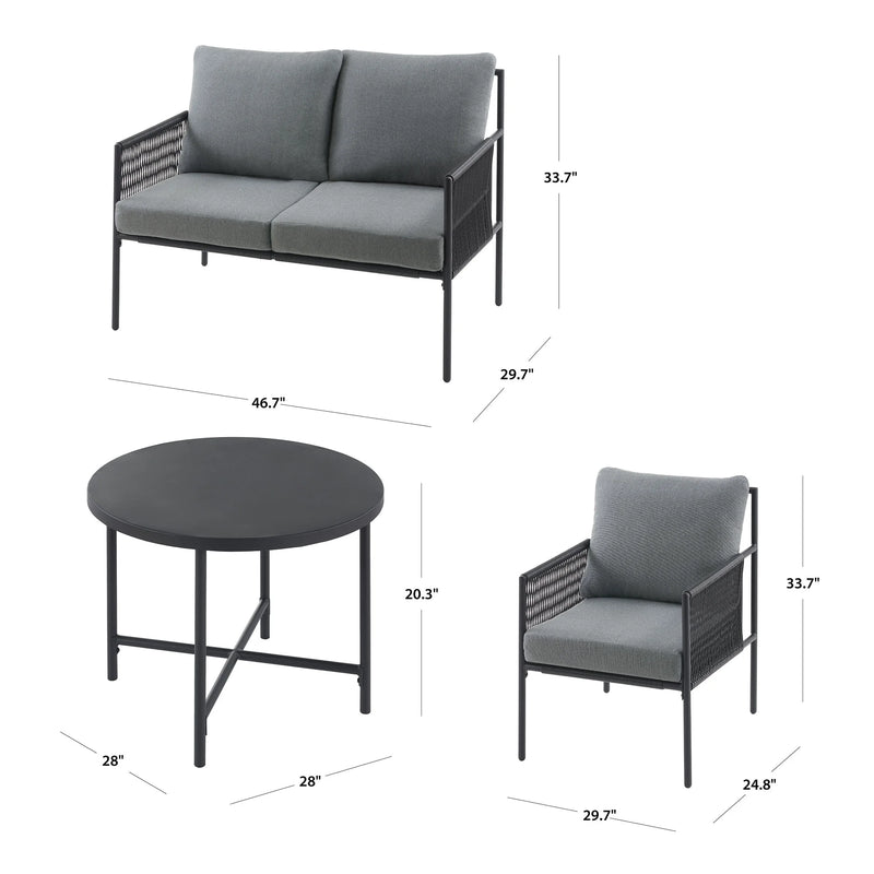 Logan 4-Piece Outdoor Conversation Set, Dark Gray - Puck's