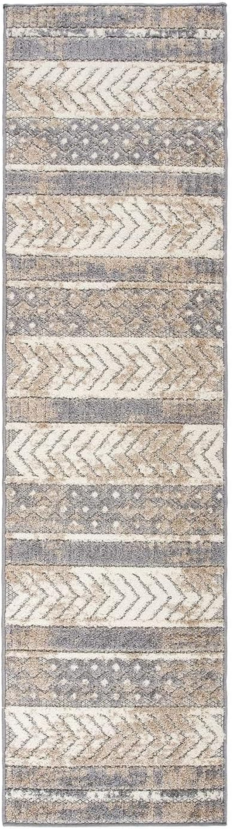 Distressed Geometric Indoor/Outdoor Runner Rug 2' X 7' Beige - Puck's
