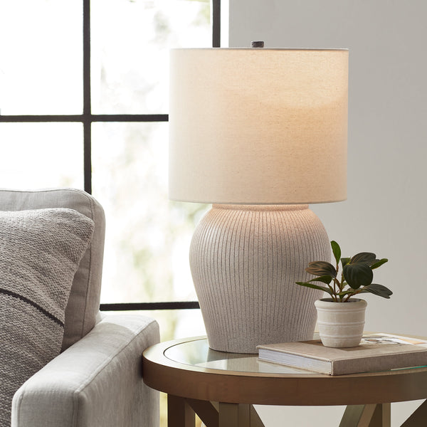 21" Raw Sand Table Lamp with Shade by Dave & Jenny Marrs - Puck's